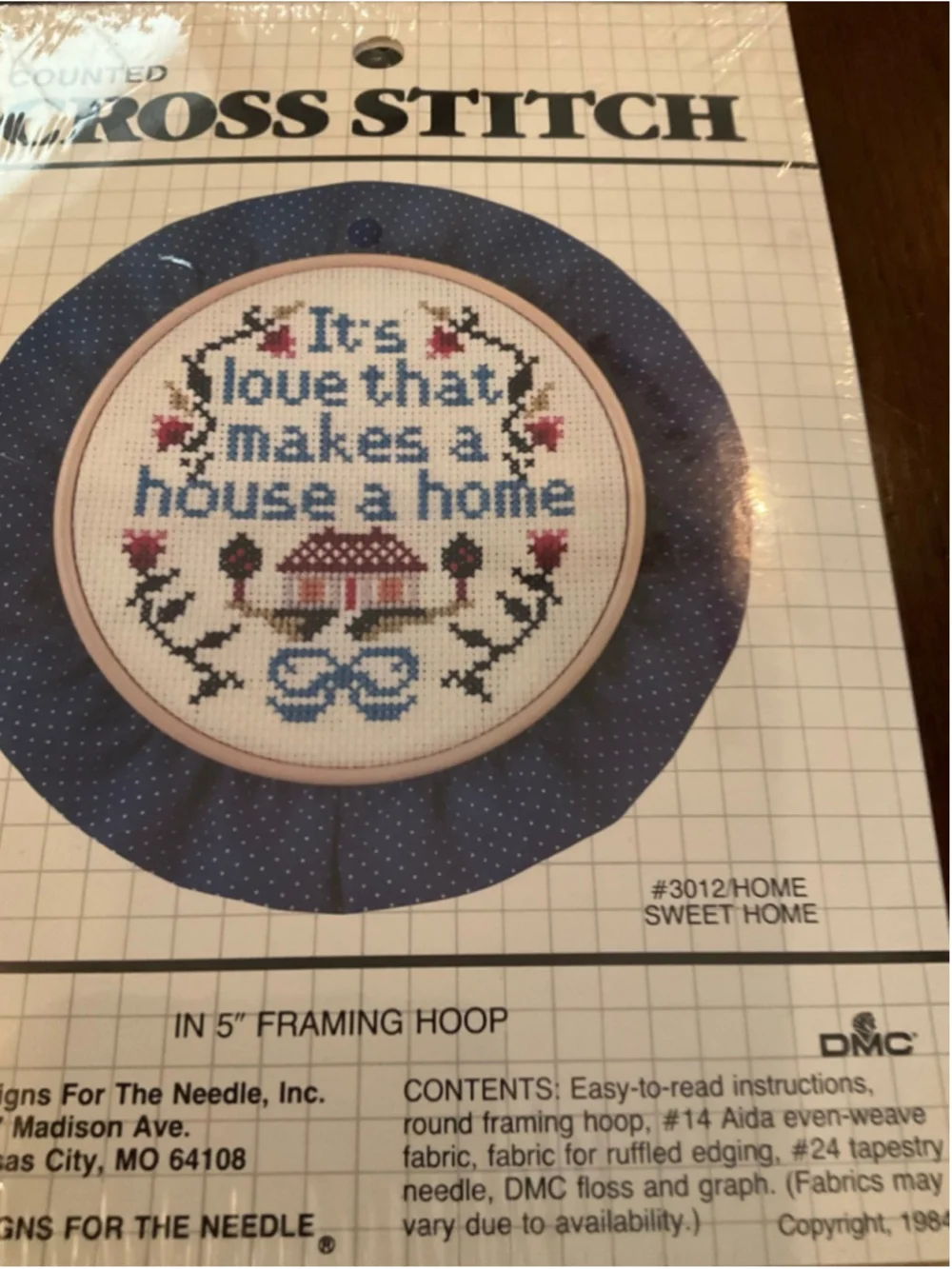 Vintage Dead stock It’s love that makes a house a home 1984 Cross Stitch Kit